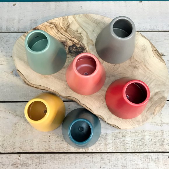 RED ENVELOPE Modern Bud Vases Set Of 6 Conical Colorful Air Plant Succulent Pots - Picture 4 of 7